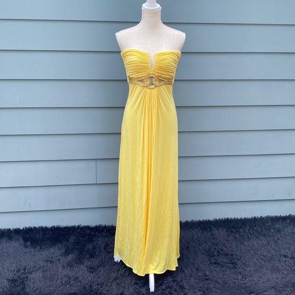 Sky Dresses & Skirts - Sky brand yellow embellished strapless maxi dress